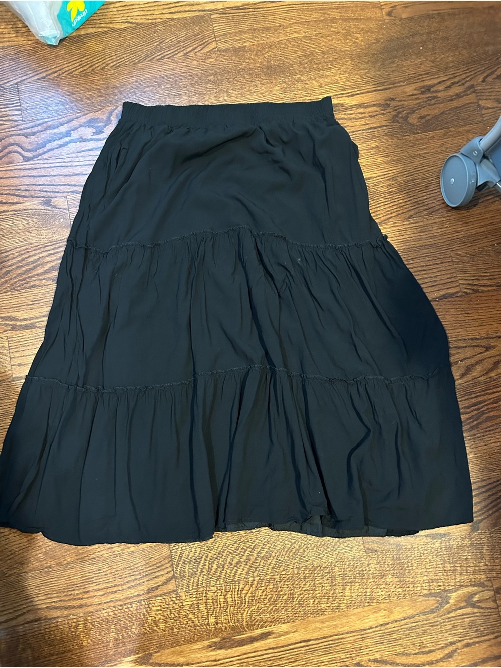 Women’s Black Tiered Midi Skirt